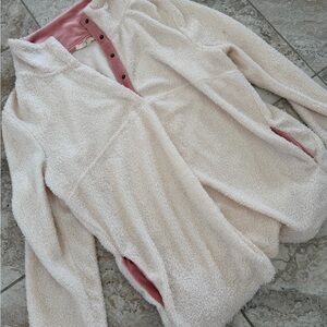 Cozy Cream and Pink Women's Fleece Hoodie